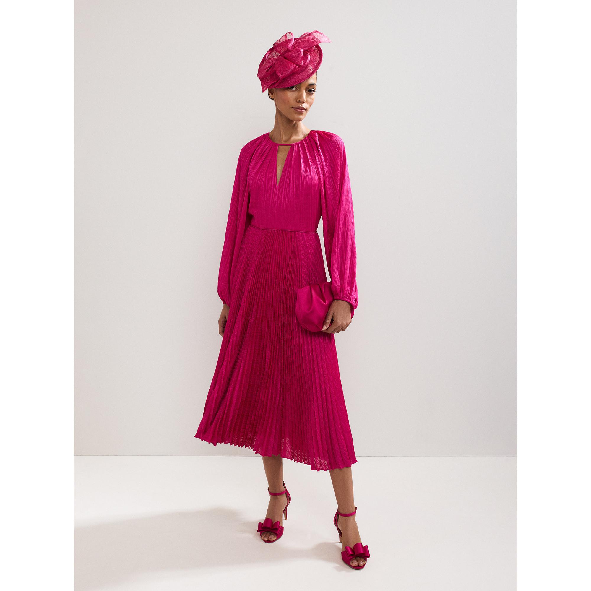 Phase Eight Plissiertes Ballonärmel Midikleid  