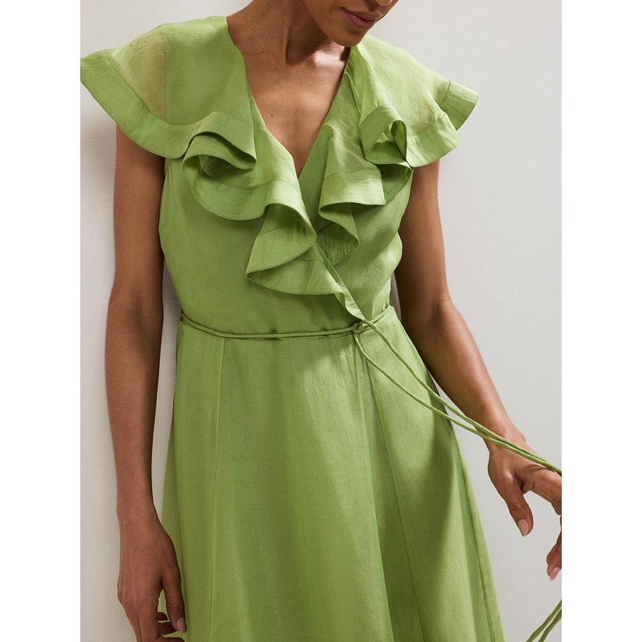 Phase Eight Robe Midi Volants Col V  