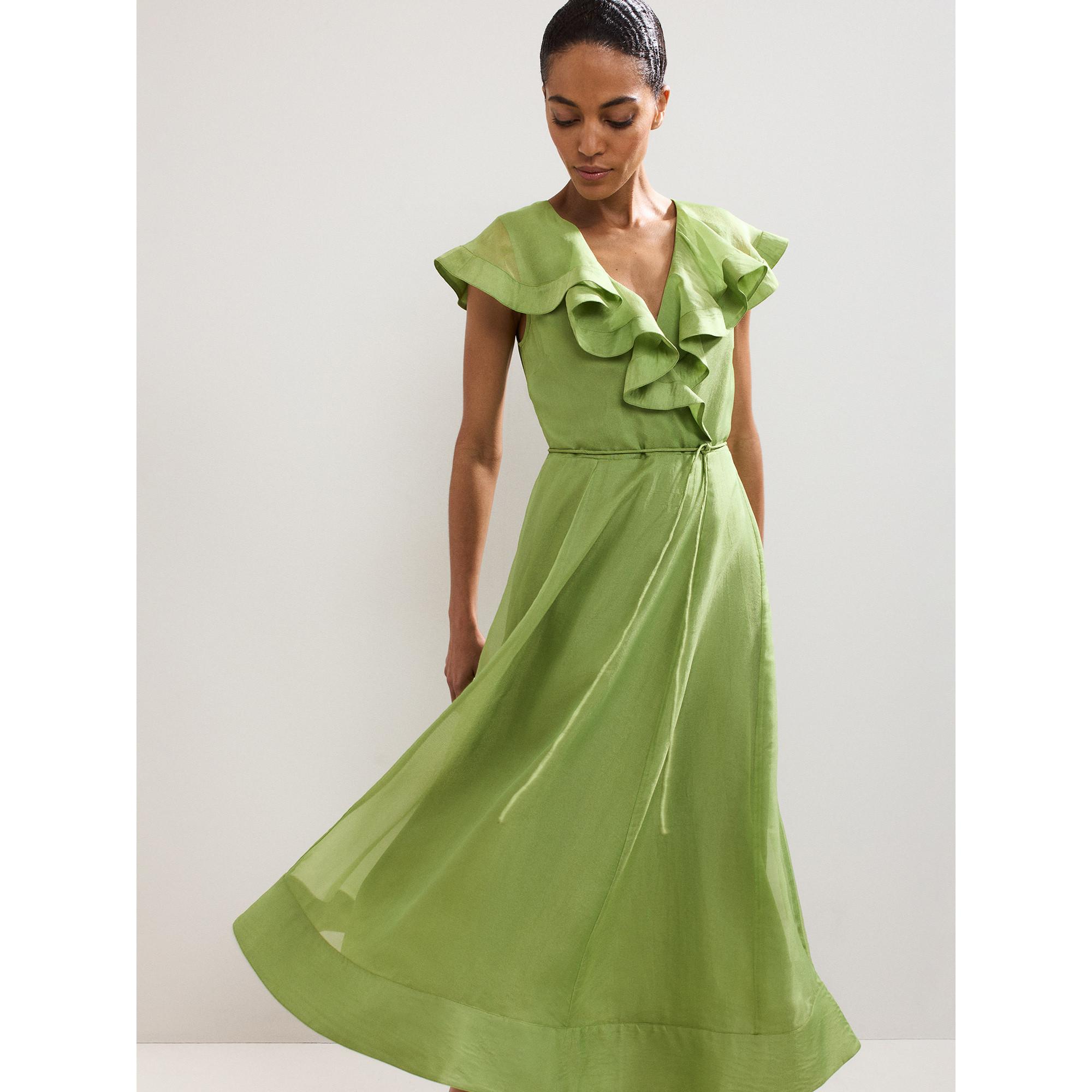 Phase Eight Robe Midi Volants Col V  