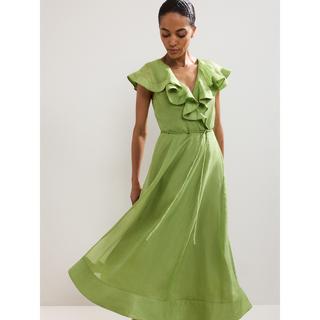 Phase Eight Robe Midi Volants Col V  