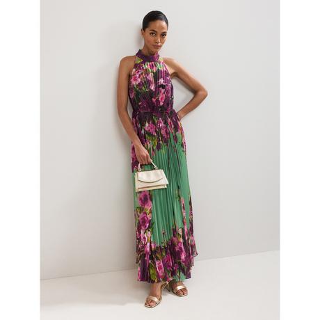 Phase Eight Halterneck Plissiertes Blumen Maxi Kleid  