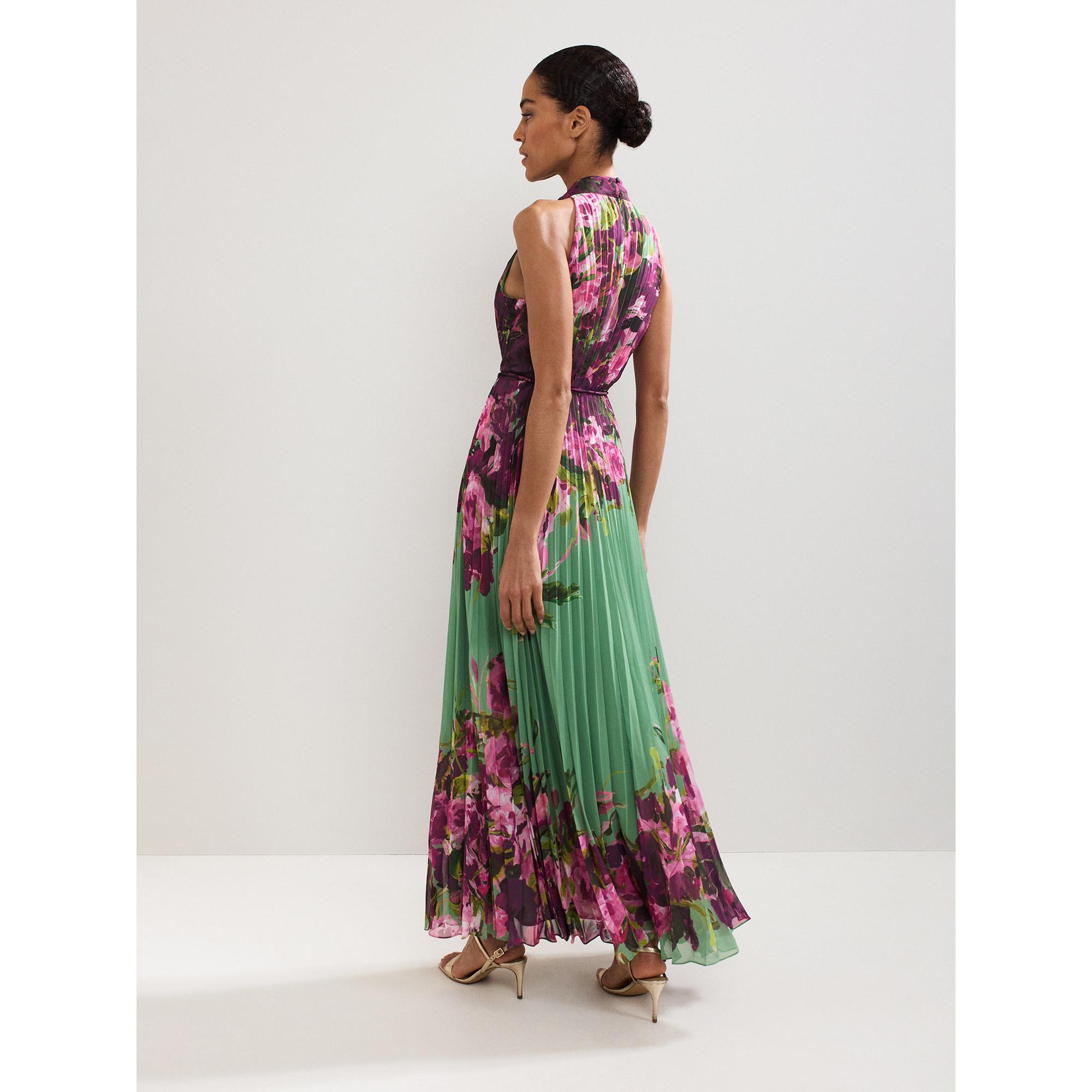 Phase Eight Halterneck Plissiertes Blumen Maxi Kleid  