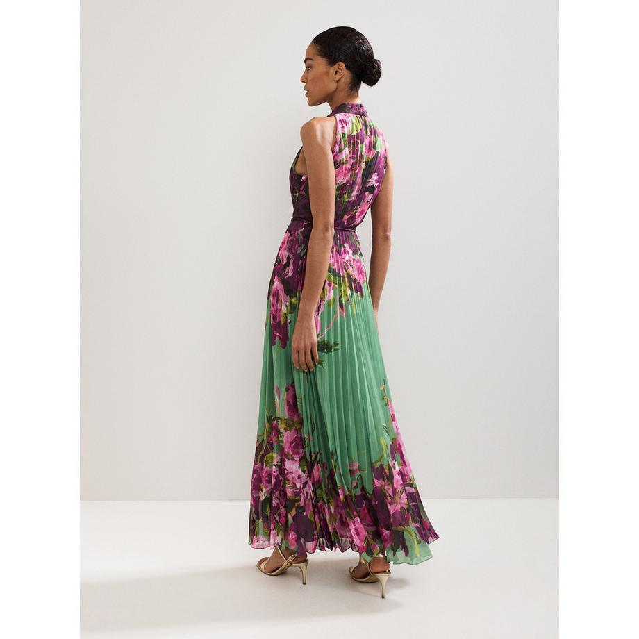 Phase Eight Halterneck Plissiertes Blumen Maxi Kleid  