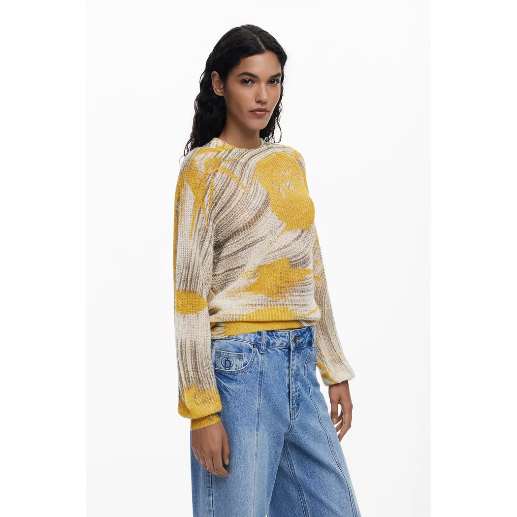 Desigual Pull texture Arty YELLOW XS female