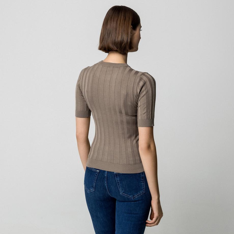 Manor Woman Gerippter Kurzarm Pullover  
