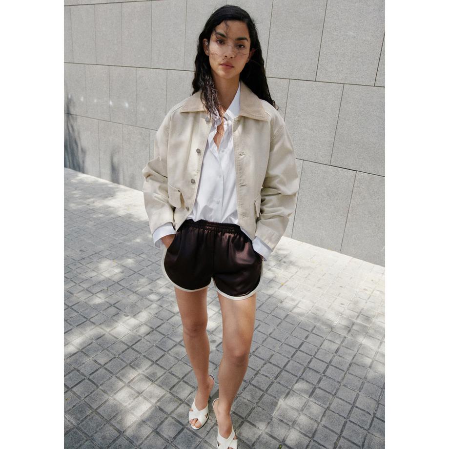 MANGO Newrio Giacca di Jeans con Colletto a Contrasto  