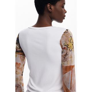 Desigual T-shirt a costine a maniche lunghe stampate  