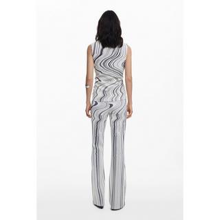 Desigual Ärmelloses Stehkragen Wirbelmuster T-Shirt  