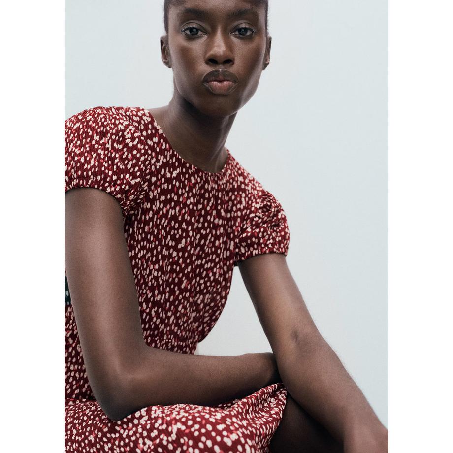 MANGO Pomelo Vestito Lungo Stampato Maniche Corte  