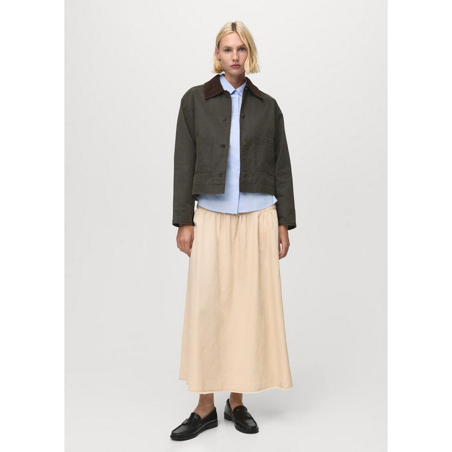 MANGO GARDEN Giacca di Jeans Collo in Velluto a Coste  