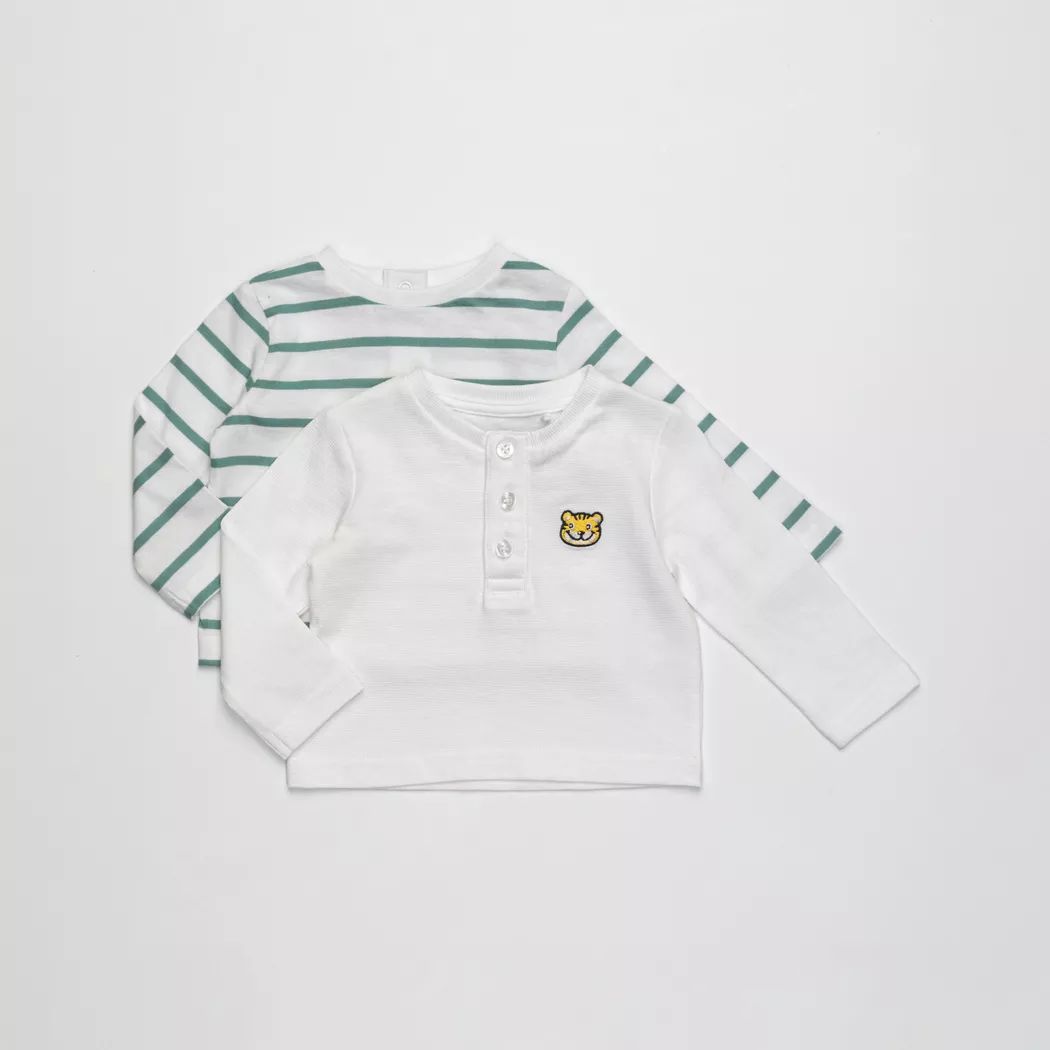 Manor Baby - Duopack, T-Shirts, langarm, 80, Weiss