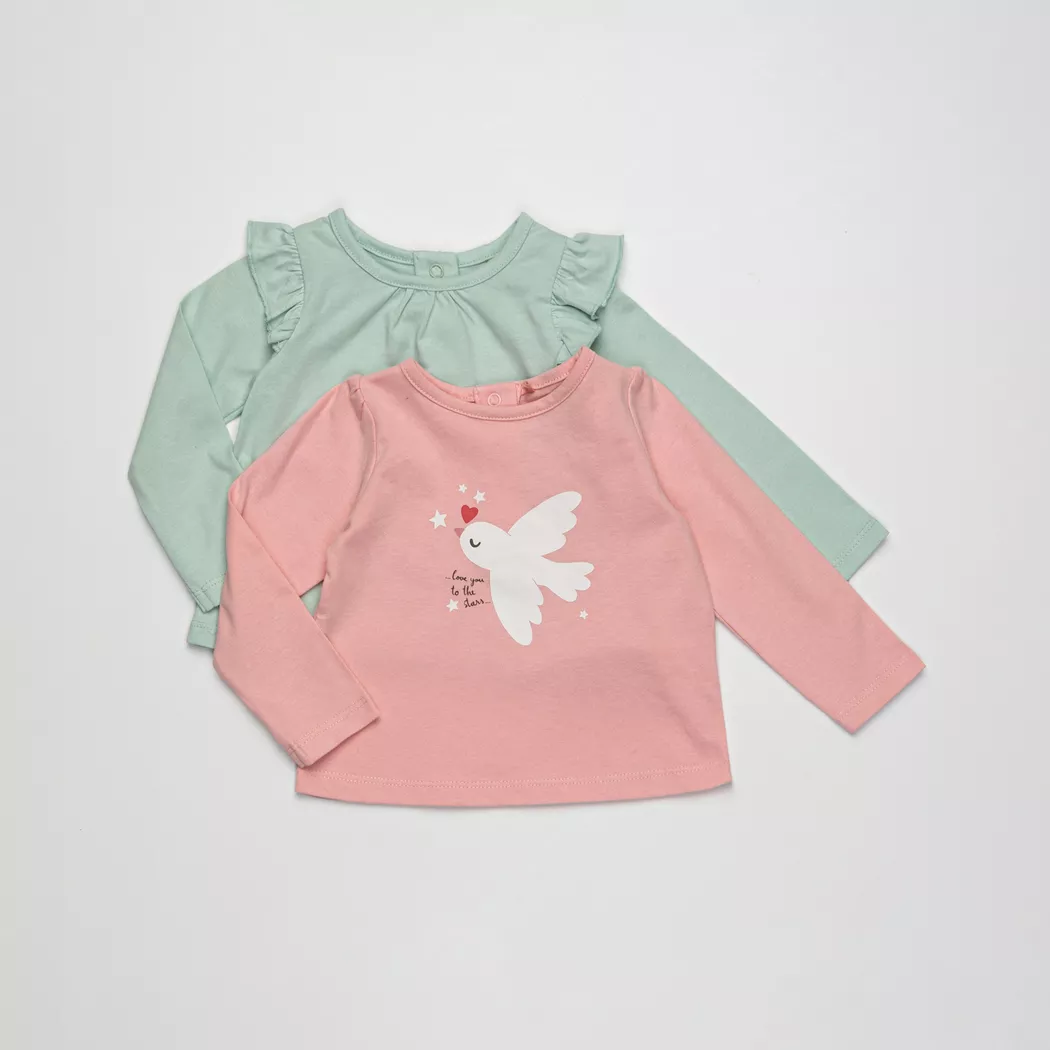 Manor Baby - Duopack, T-Shirts, langarm, 86, Mint