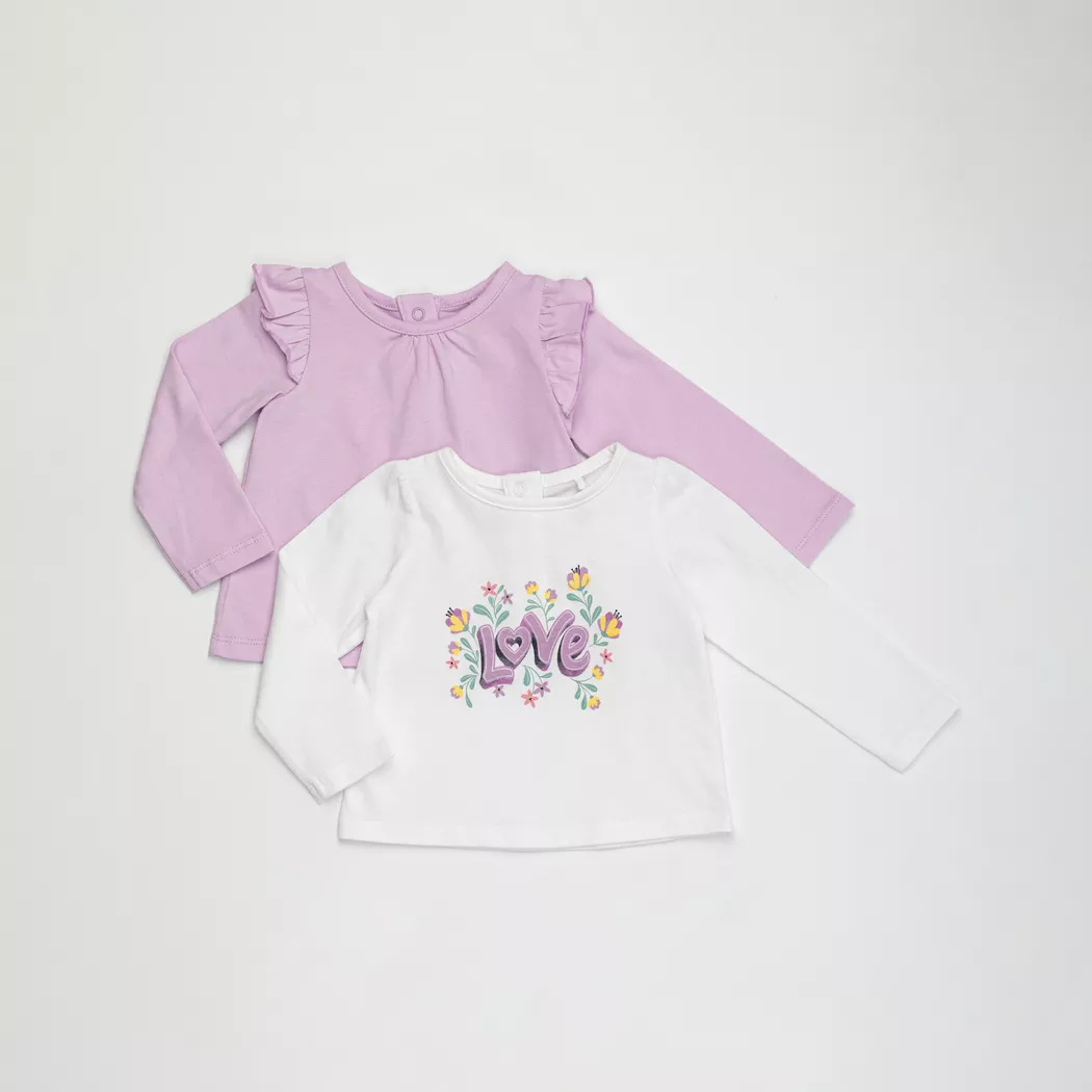Manor Baby - Duopack, T-Shirts, langarm, 74, Lila