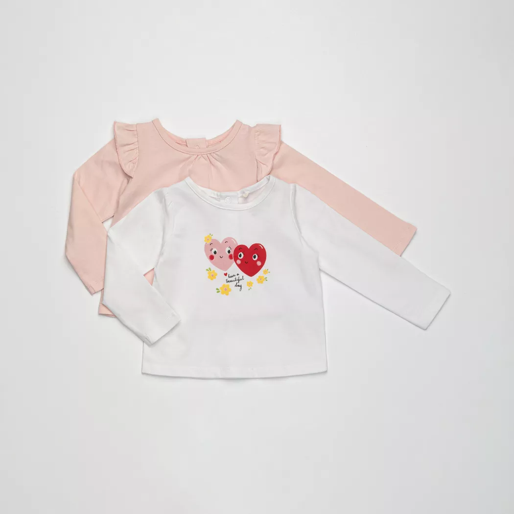 Manor Baby - Duopack, T-Shirts, langarm, 68, Rosa