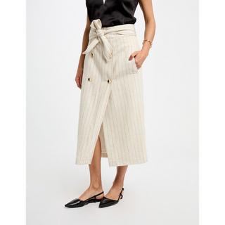 MORGAN Gonna Midi Taglio Dritto con Cintura da Annodare  