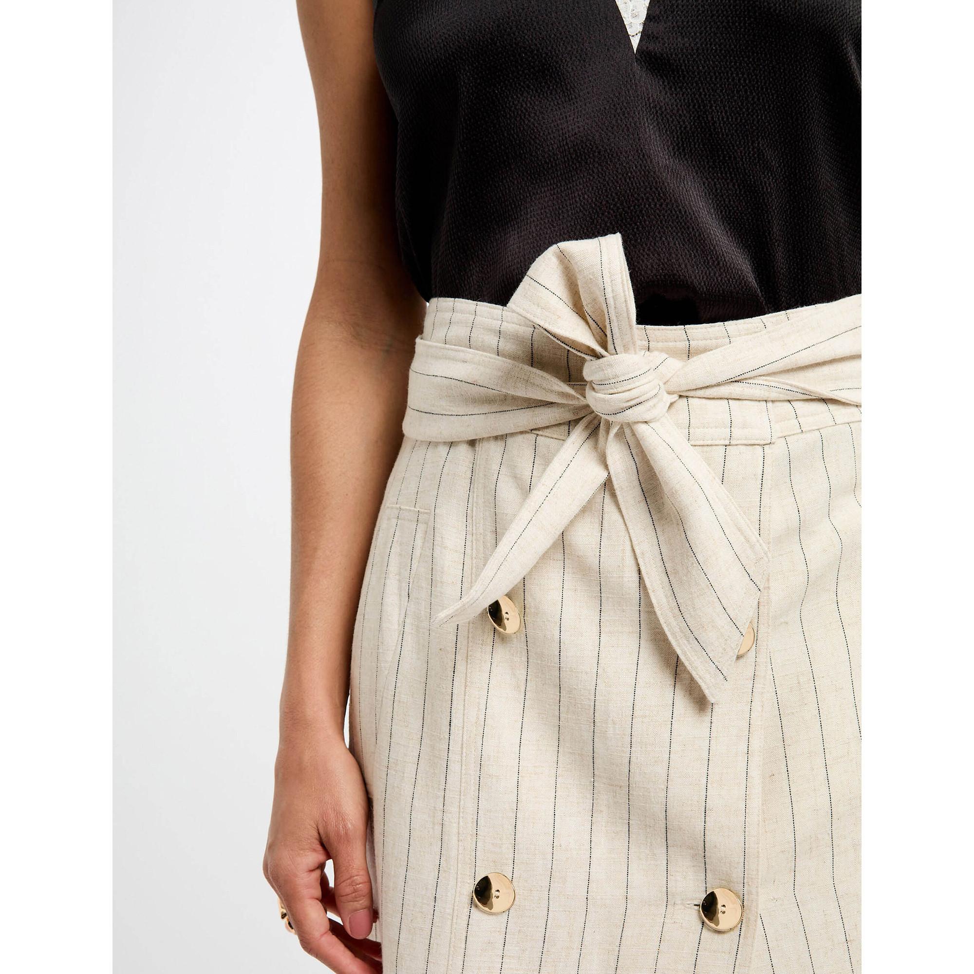 MORGAN Gonna Midi Taglio Dritto con Cintura da Annodare  