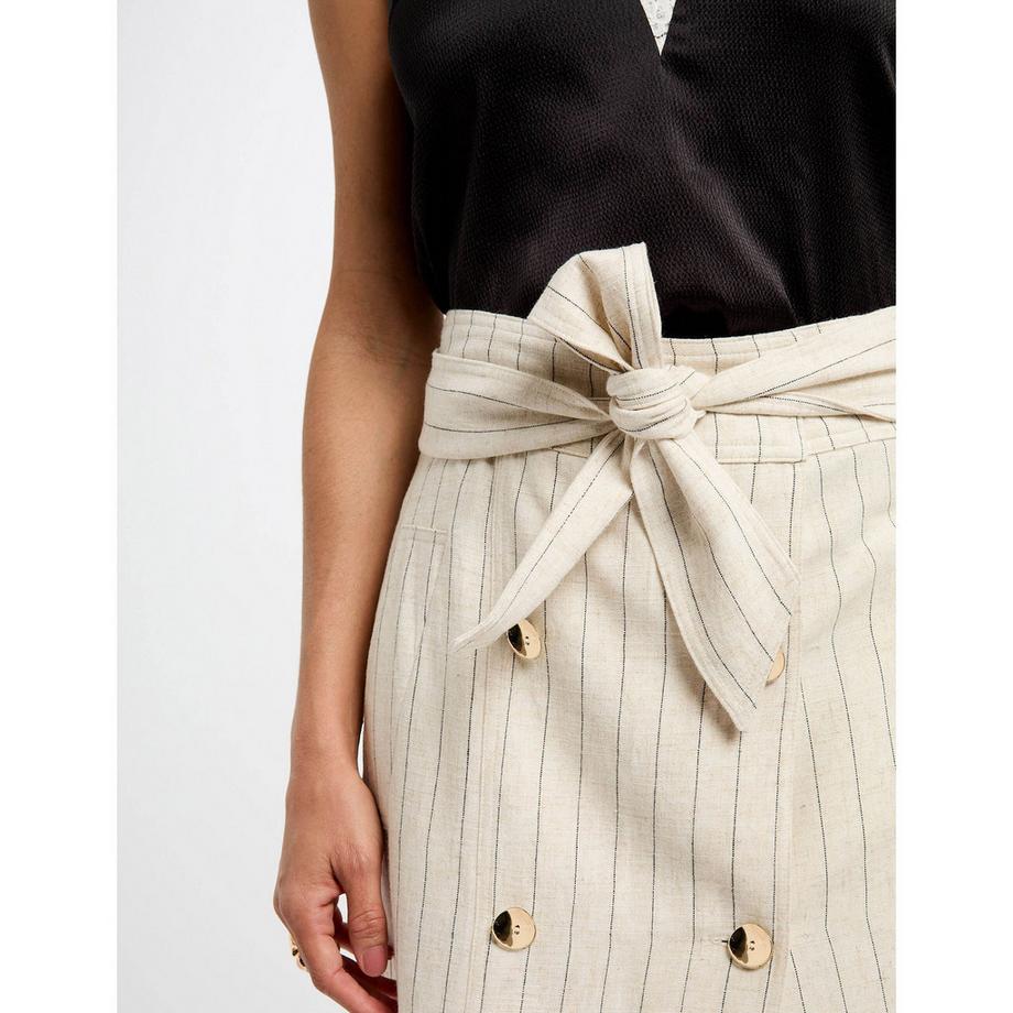 MORGAN Jupe Midi Coupe Droite avec Ceinture à Nouer  