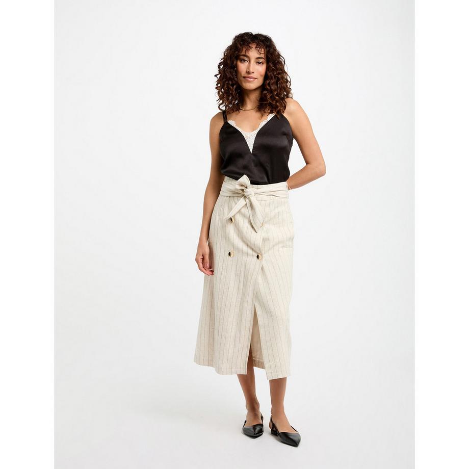 MORGAN Jupe Midi Coupe Droite avec Ceinture à Nouer  