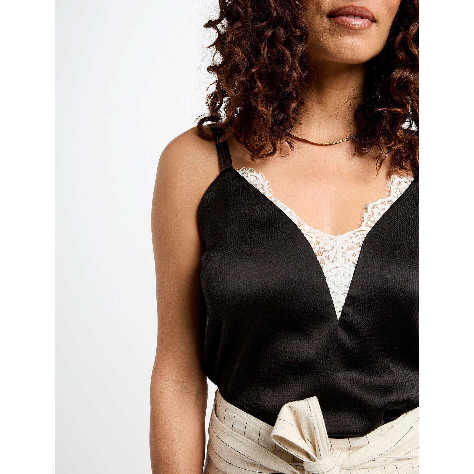 MORGAN Top Cami Raso Bordo Pizzo  