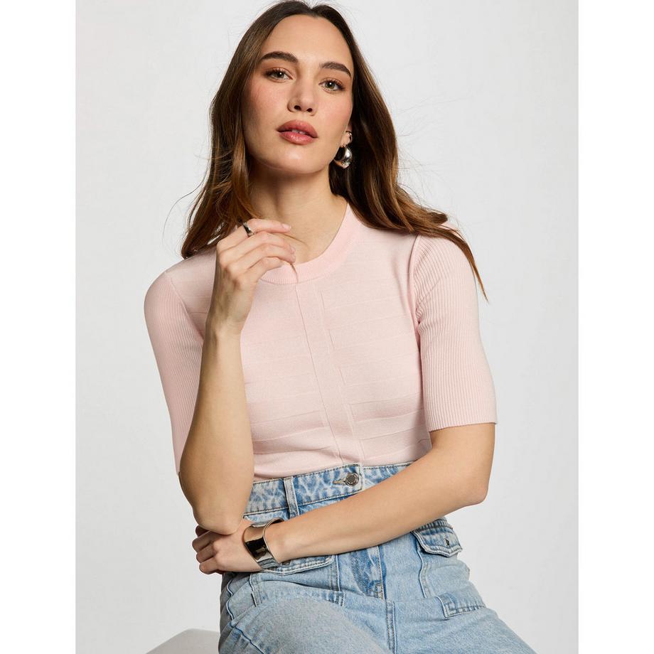 MORGAN Pullover a Costine Maniche Corte  