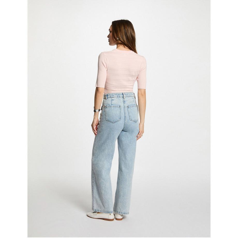 MORGAN Pullover a Costine Maniche Corte  