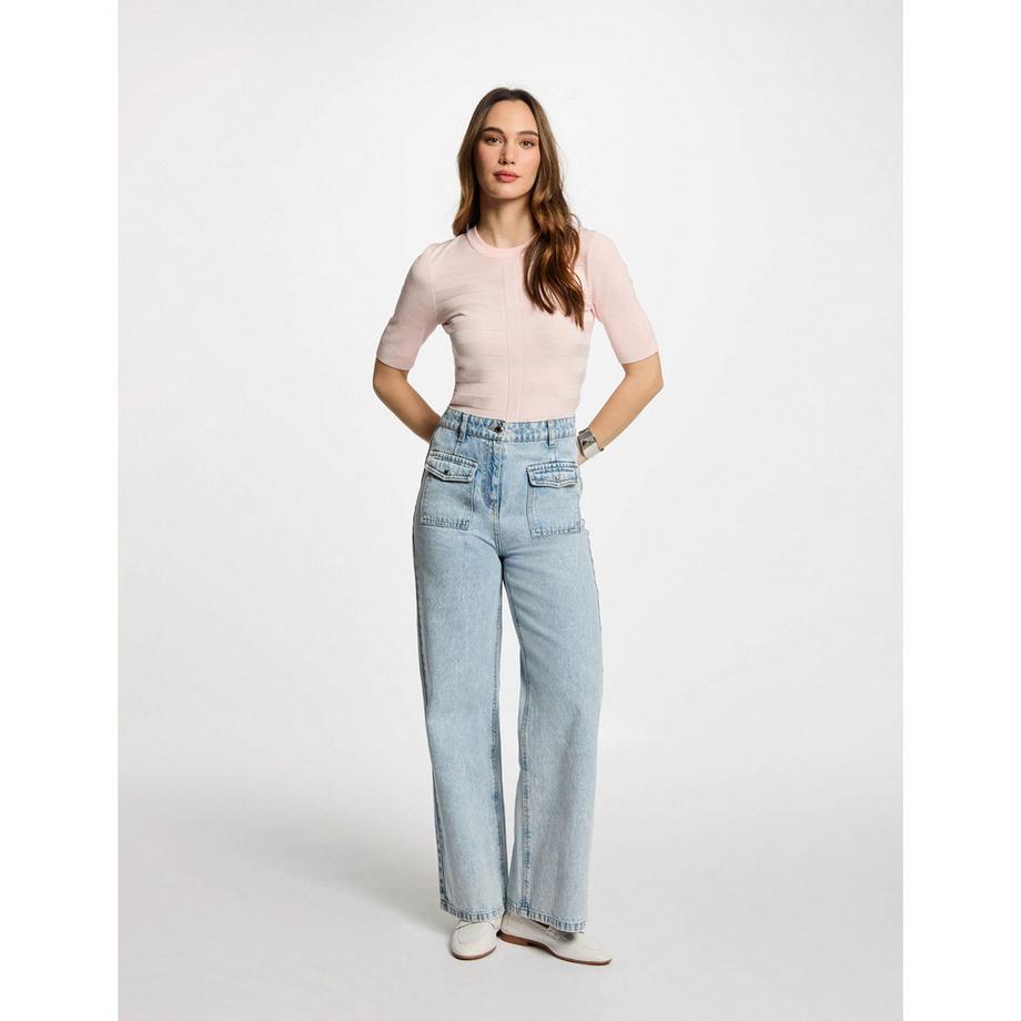 MORGAN Pullover a Costine Maniche Corte  