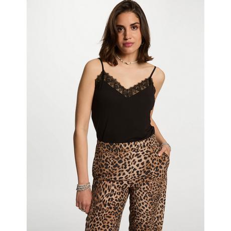 MORGAN Top con Spalline Sottili e Bordo in Pizzo  