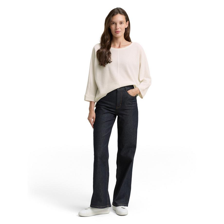 TOM TAILOR Pull Structuré Col Rond Manches 3/4  