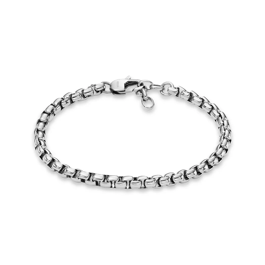 Armband FOSSIL "Schmuck Geschenk Edelstahl Armschmuck ALL STACKED UP", silber (edelstahlfarben), Armbänder, Damen, 22cm, Edelstahl, Armband
