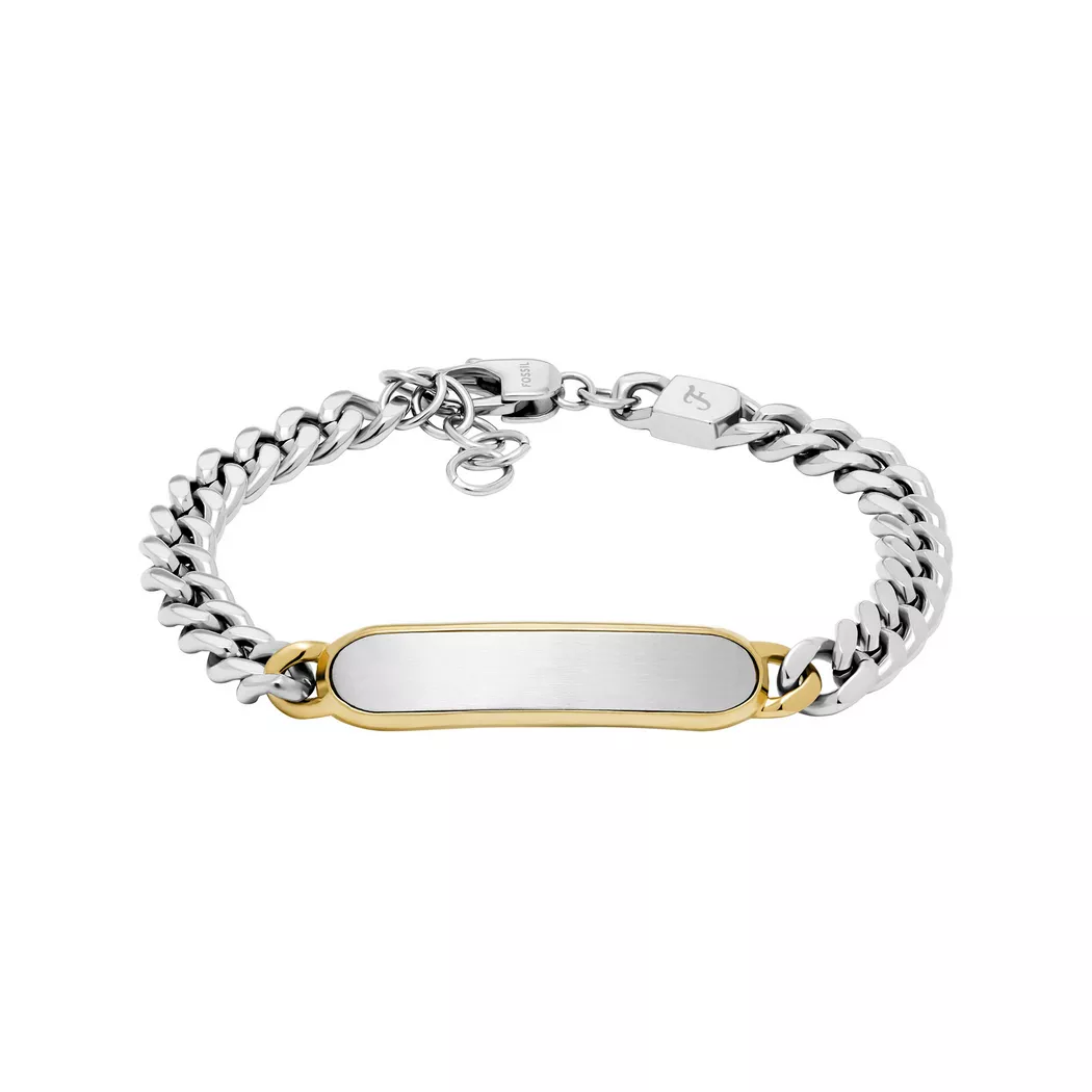 Armband FOSSIL "Schmuck Geschenk Edelstahl DREW Bicolor", gold (edelstahlfarben, gelbgoldfarben), Armbänder, Damen, 21cm, Edelstahl, Armband