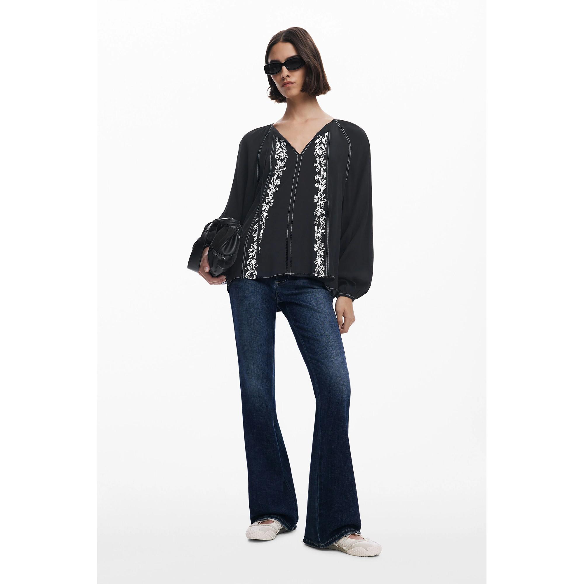 Desigual Bestickte Langarmbluse  