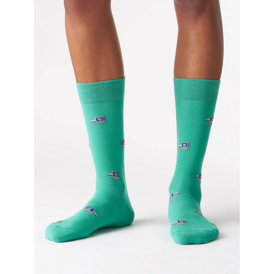von Jungfeld Chaussettes Hauteur Mollet Motif Ordinateur  