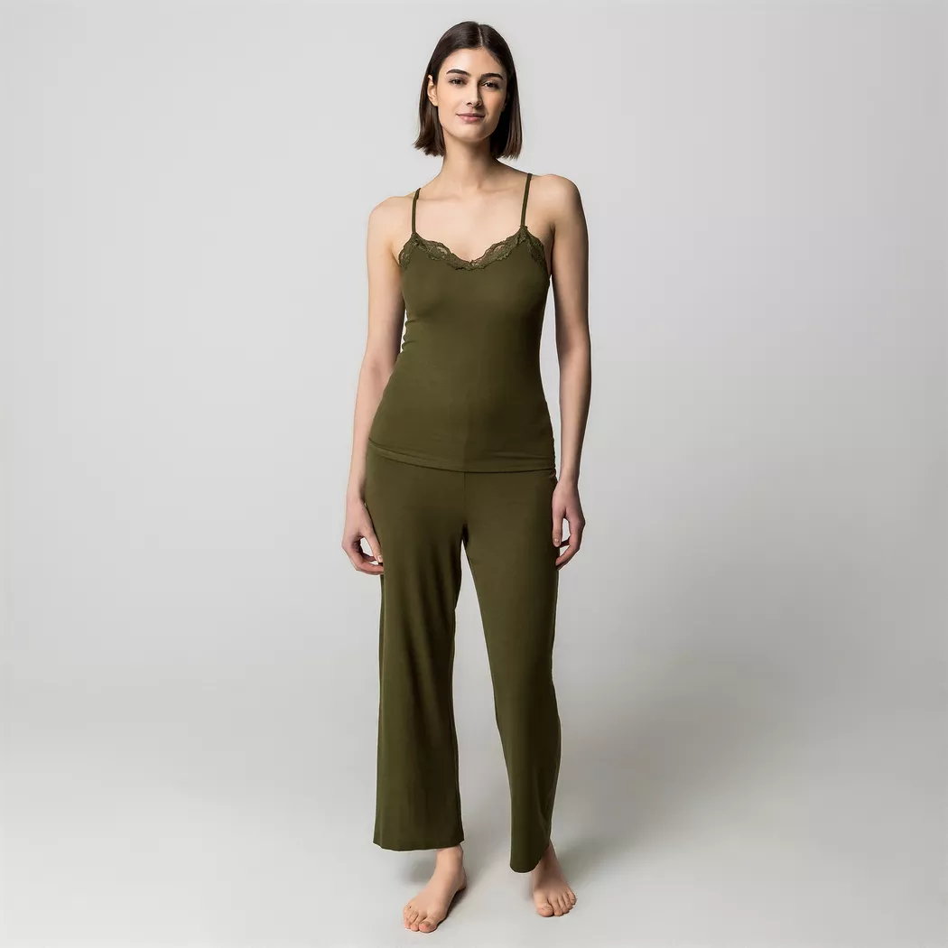 Manor Woman - Pyjama Oberteil, für Damen, Olivegrün, Größe XL