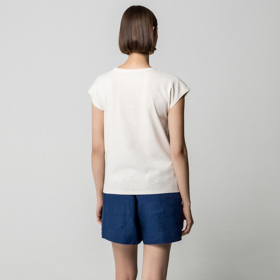 Manor Woman Kurzarm T-Shirt Leinenmischung  