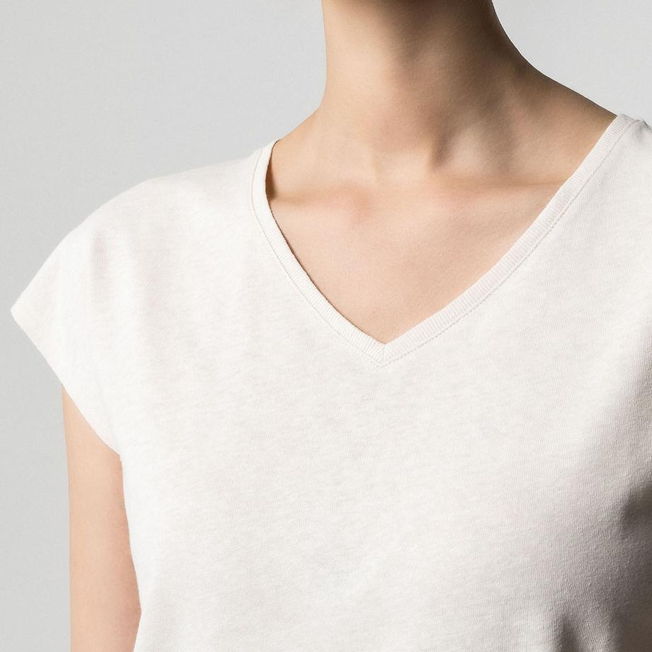 Manor Woman Kurzarm T-Shirt Leinenmischung  