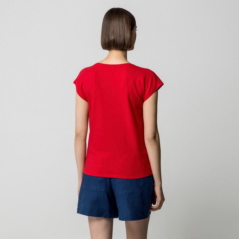 Manor Woman Kurzarm T-Shirt Leinenmischung  