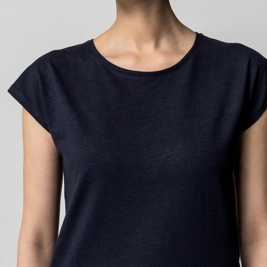 Manor Woman Kurzarm T-Shirt Leinenmischung  