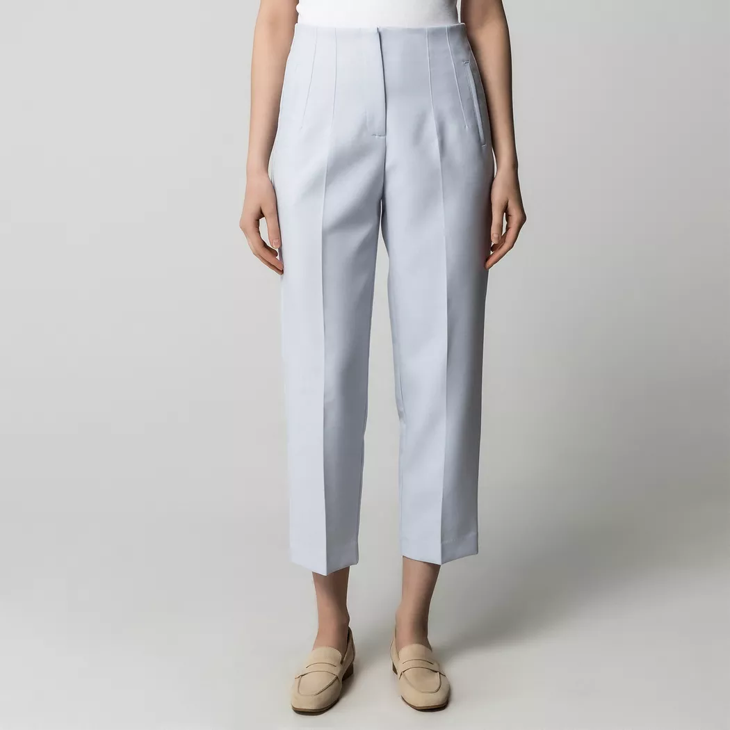 Manor Woman Long Trousers Slim Fit Grey-Blue Size 42