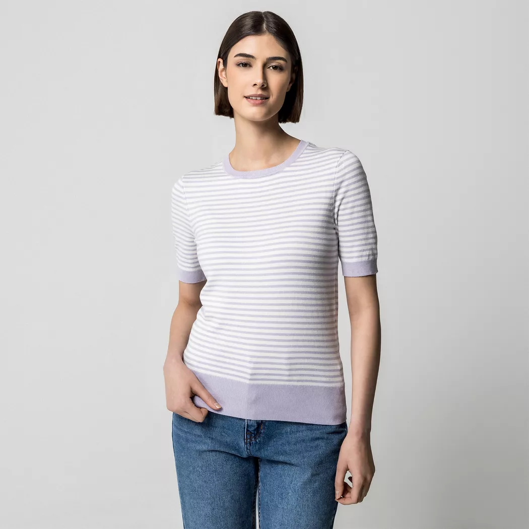 Manor Woman - Pullover, kurzarm, für Damen, Lavendel, Größe S