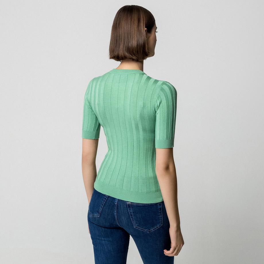 Manor Woman Kurzarm Gerippter Strickpullover  