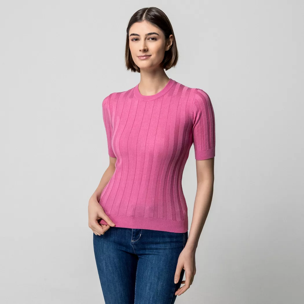 Manor Woman - Pullover, kurzarm, für Damen, Rosa Größe XL