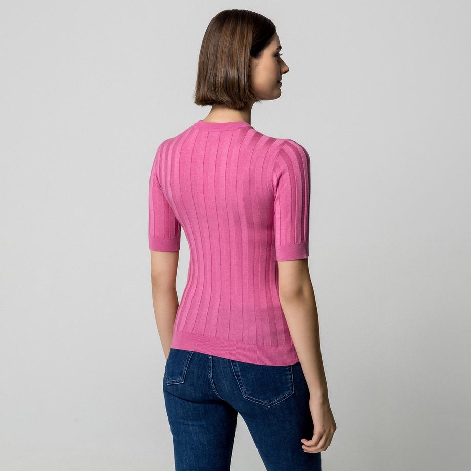 Manor Woman Kurzarm Gerippter Strickpullover  