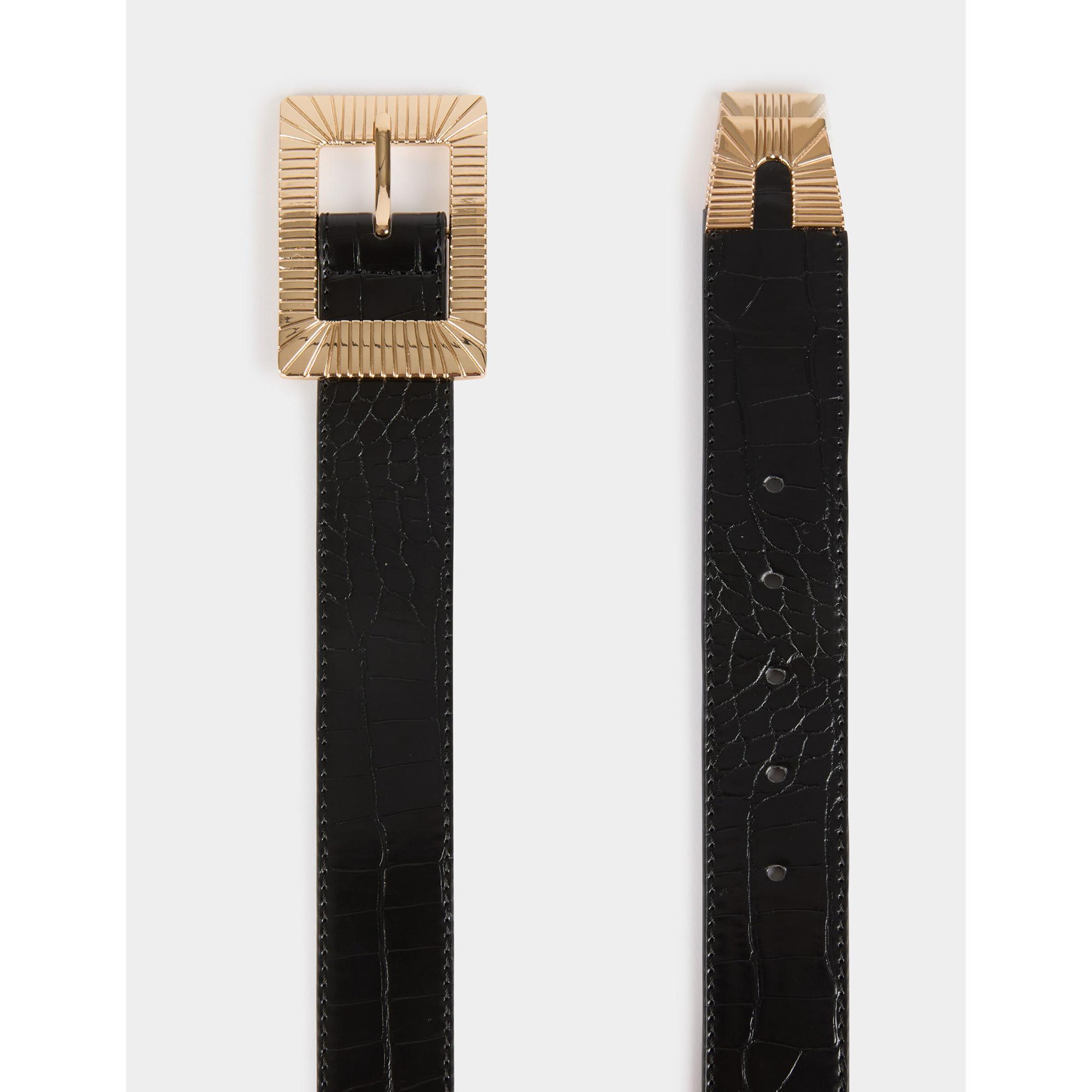 MORGAN Ceinture gaufrée crocodile avec boucle carrée  