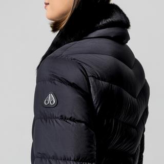 MOOSE KNUCKLES Daunenjacke mit abnehmbarem Shearling-Besatzkragen  