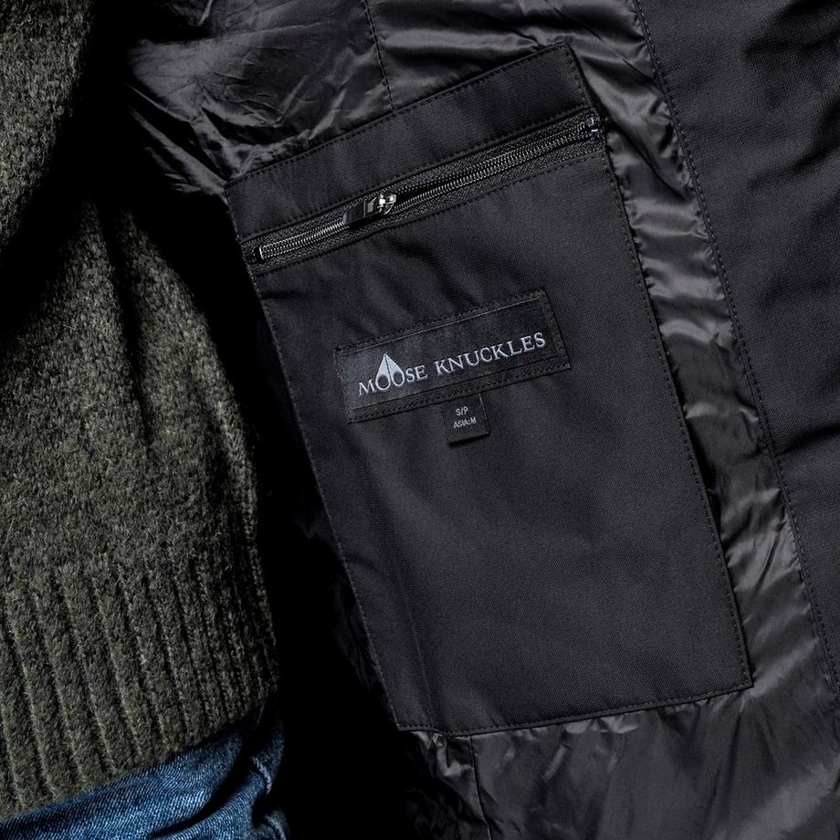 MOOSE KNUCKLES Cappotto imbottito in piuma con cappuccio staccabile  