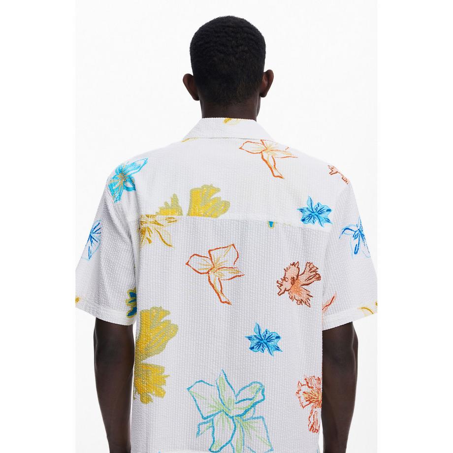 Desigual Chemise Manches Courtes Motif Feuilles Tropicales  
