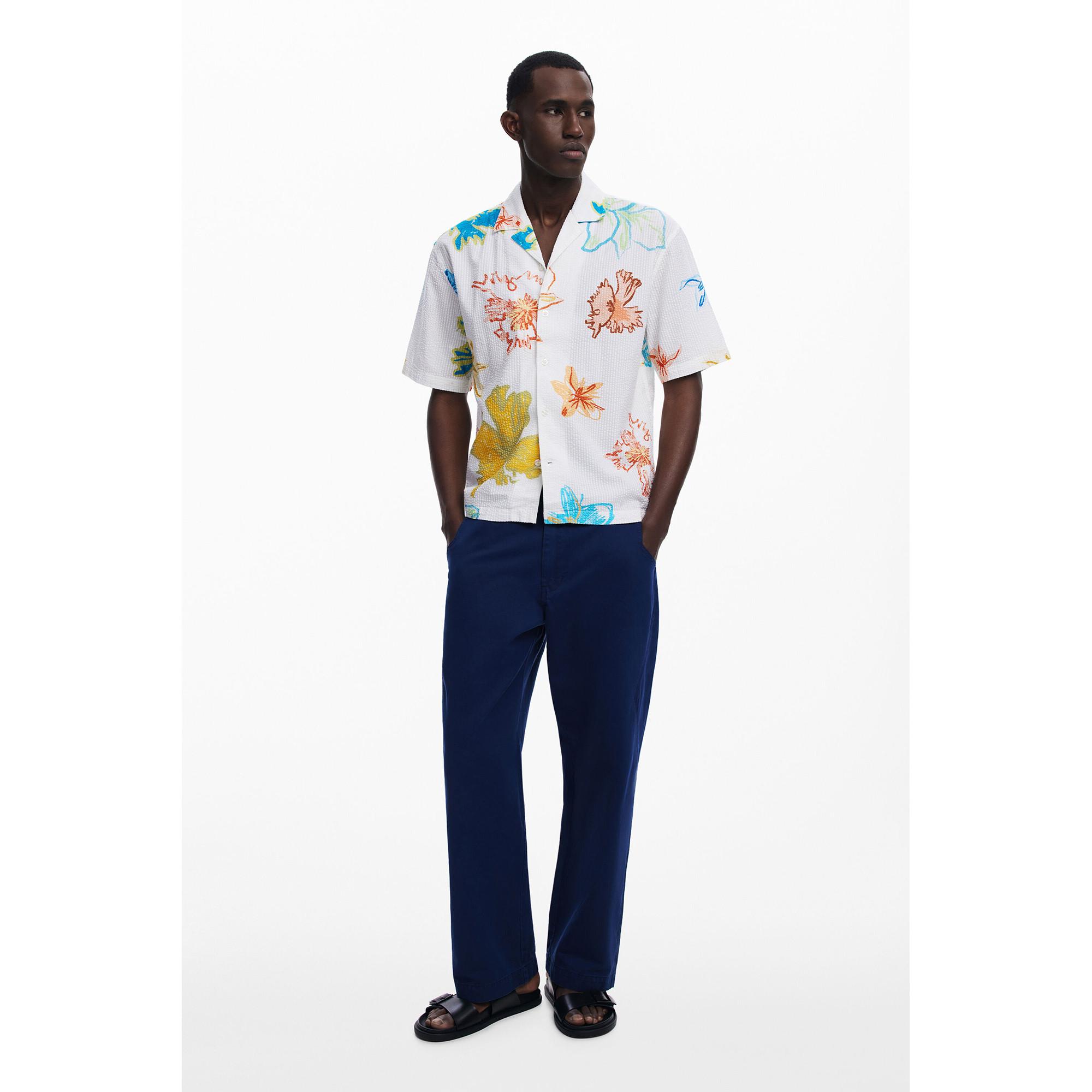 Desigual Kurzarmhemd Tropisches Blattmuster  