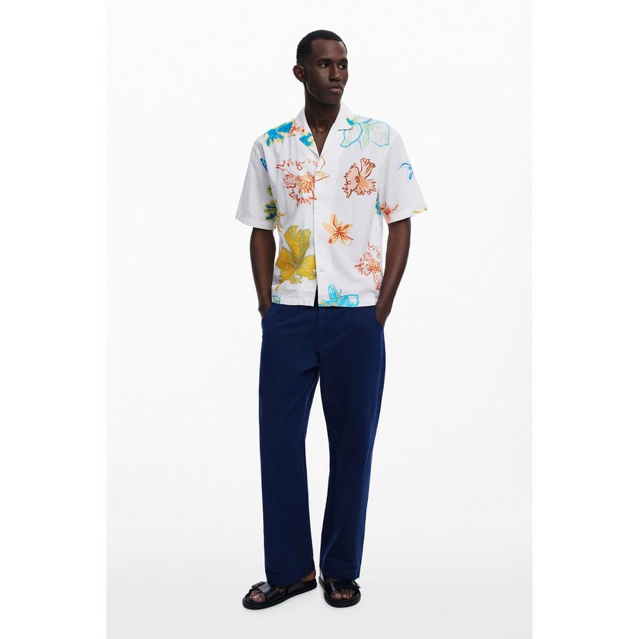 Desigual Chemise Manches Courtes Motif Feuilles Tropicales  