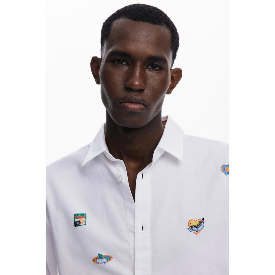 Desigual Langarm Button Down Hemd mit Allover Patches  