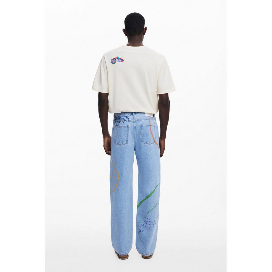 Desigual Jeans Relaxed Loose Fit con Stampa Astratta  